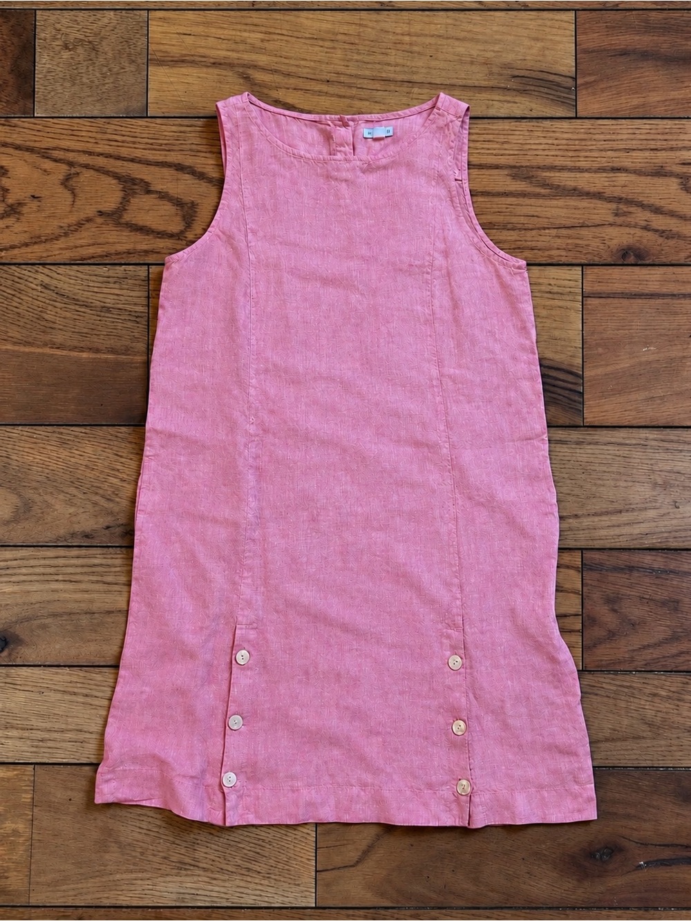 Women’s M J.Jill Love Linen Pink Sleeveless Button Detail Shift Dress